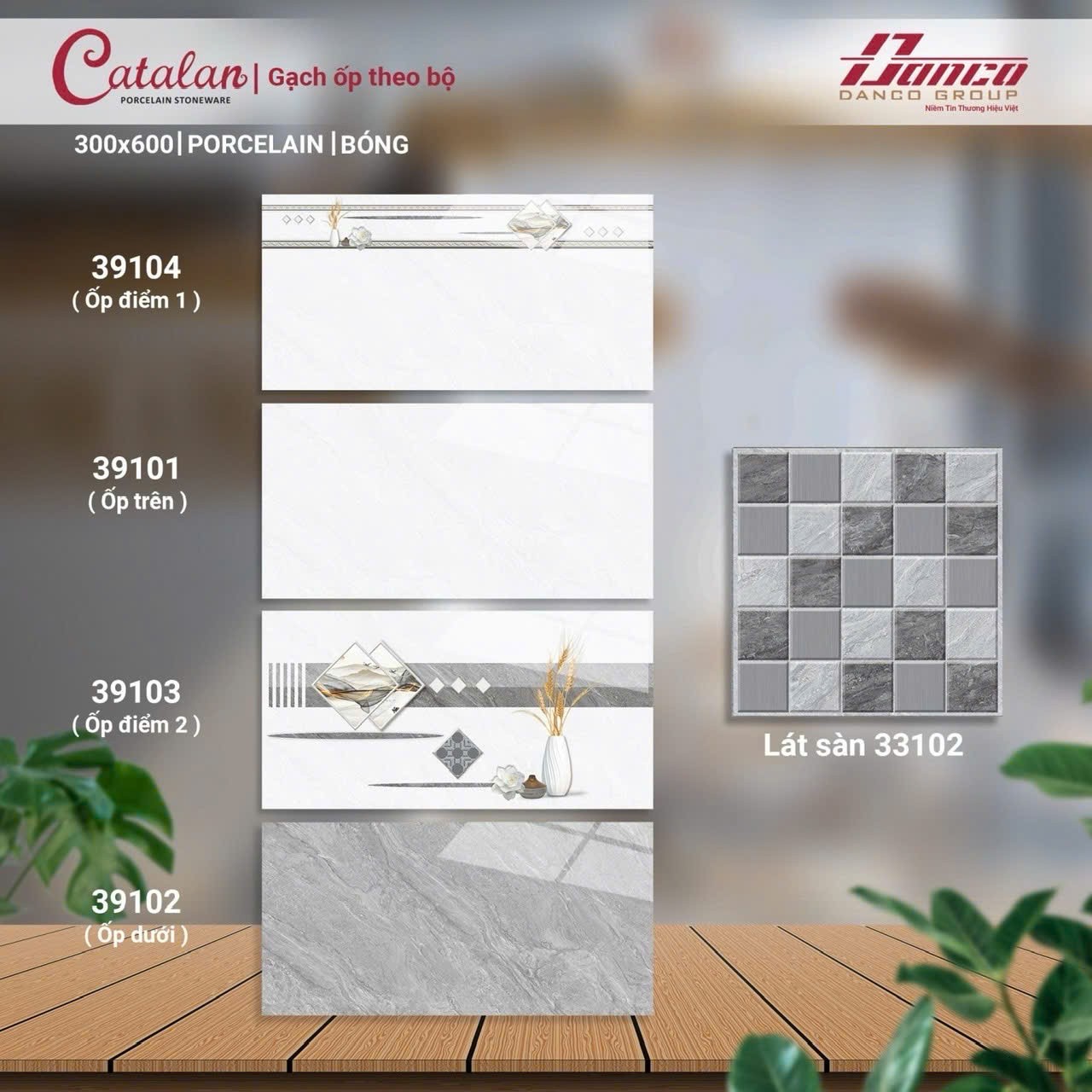 Gạch men bóng 30x60 39101-39102-39103-39104 (Nền 33102)