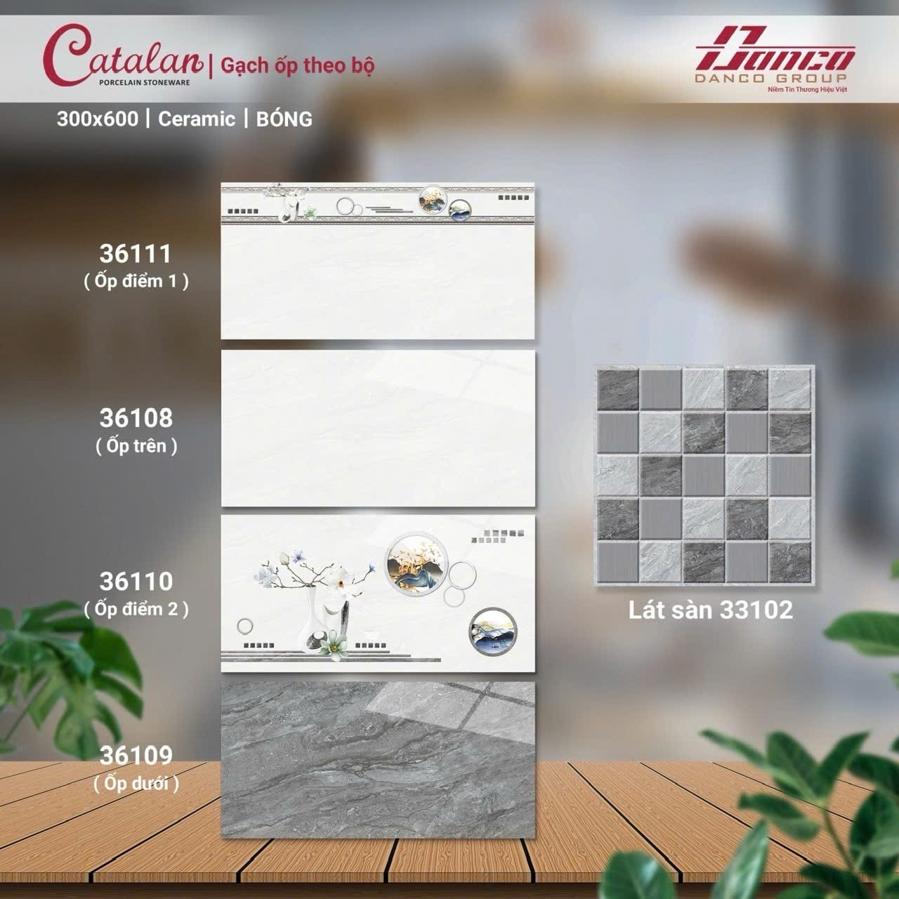 Gạch men bóng 30x60 36108-36109-36110-36111 (Nền 33102)