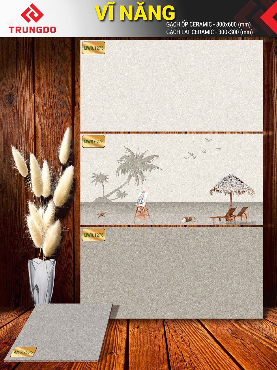 Gạch men mờ 30x60 VN MW8.1275-1276-Đ6276 (Nền MC3.1276)