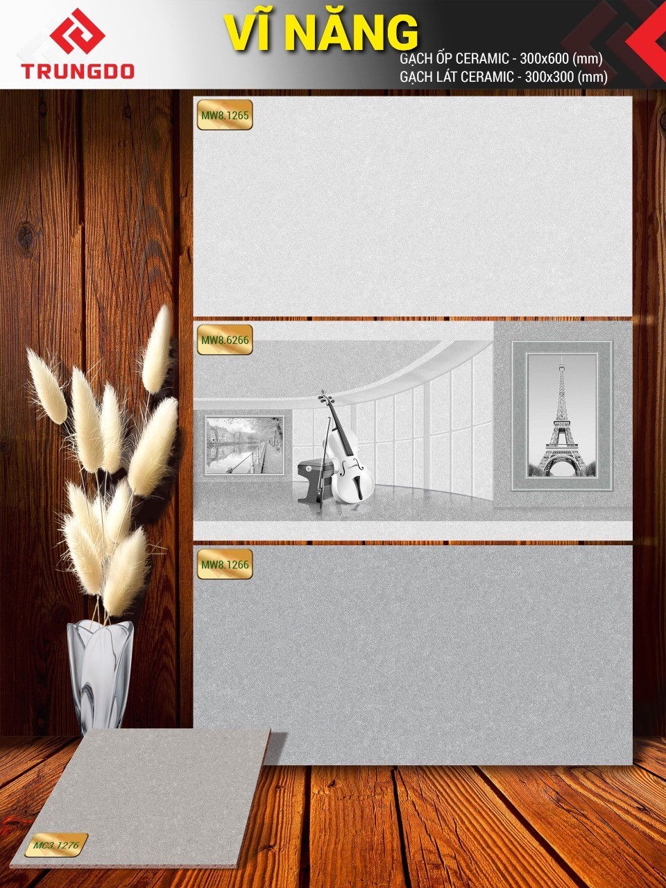 Gạch men mờ 30x60 VN MW8.1265-1266-Đ6266 (Nền MC3.1276)