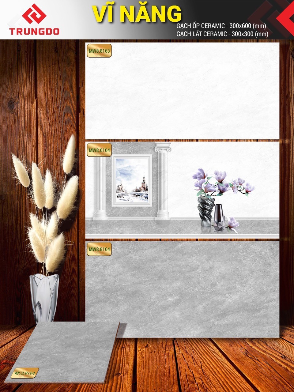 Gạch men mờ 30x60 VN MW8.8163-8164-Đ6164 (Nền MC3.8164)