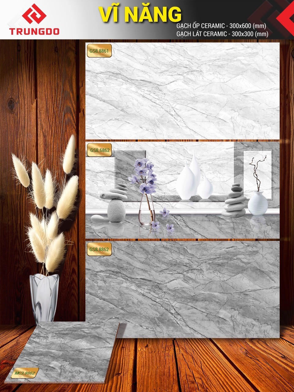 Gạch men bóng 30x60 VN GS8.8861-8862-Đ6862 (Nền MC3.8862)