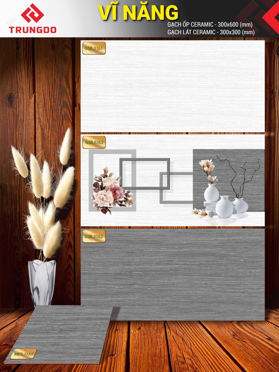 Gạch men bóng 30x60 VN GS8.3161-3162-Đ6162 (Nền MC3.3162)