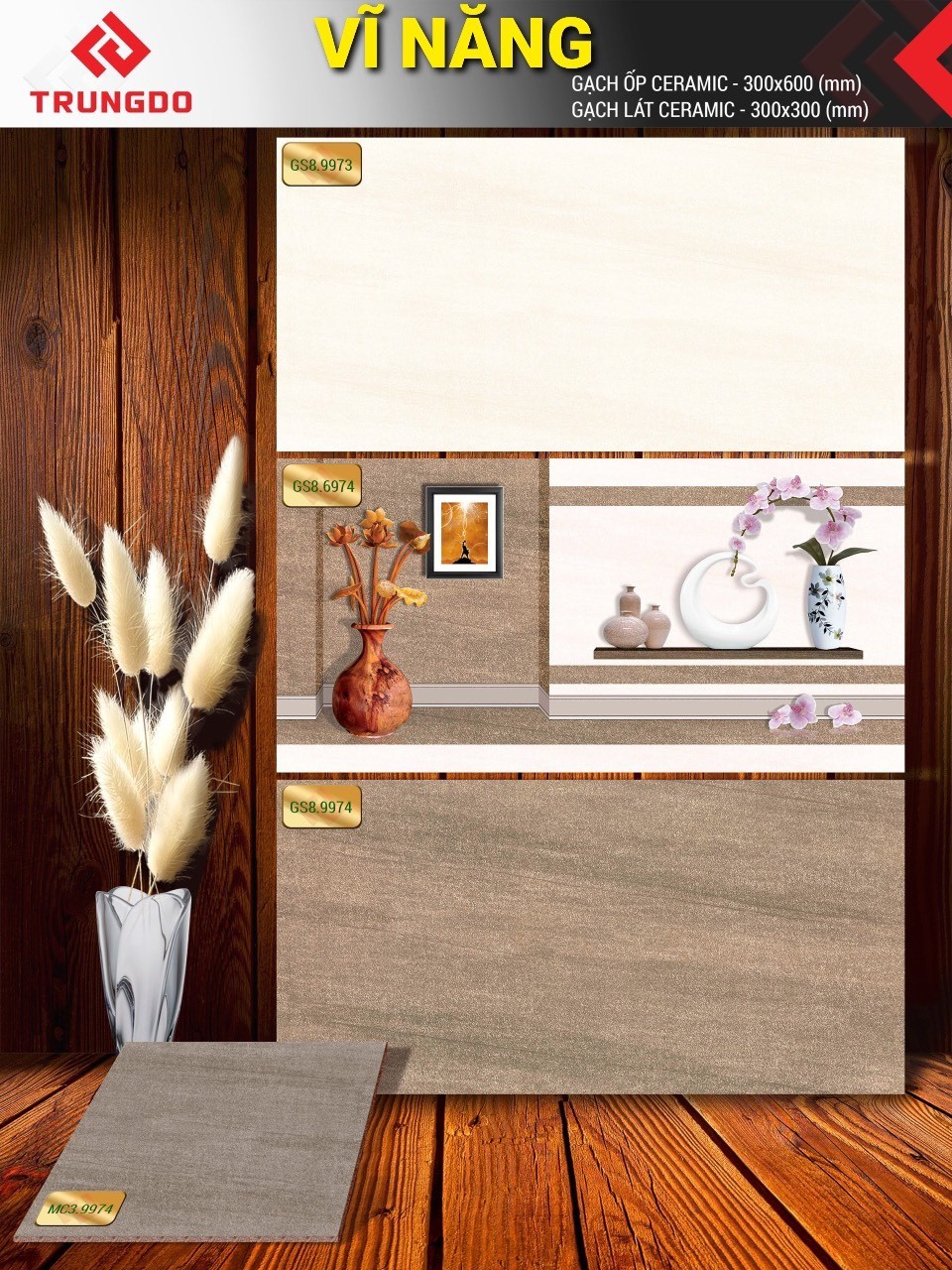 Gạch men bóng 30x60 VN GS8.9973-9974-Đ6974 (Nền MC3.9974)