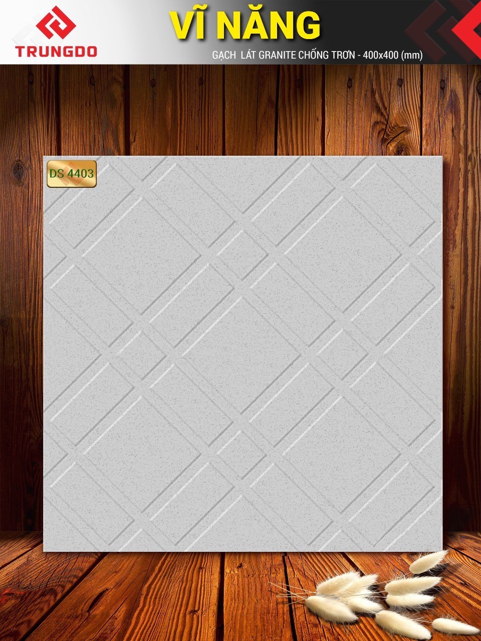 Gạch đá mè hạt nhỏ có rãnh 40x40 VN DS4403