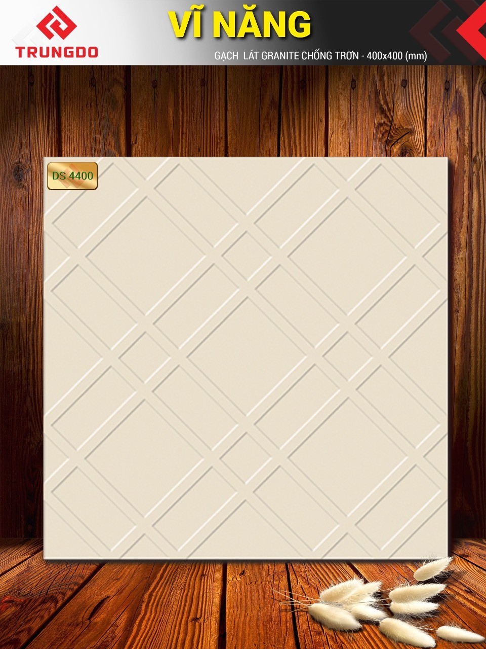 Gạch đá mè hạt nhỏ có rãnh 40x40 VN DS4400