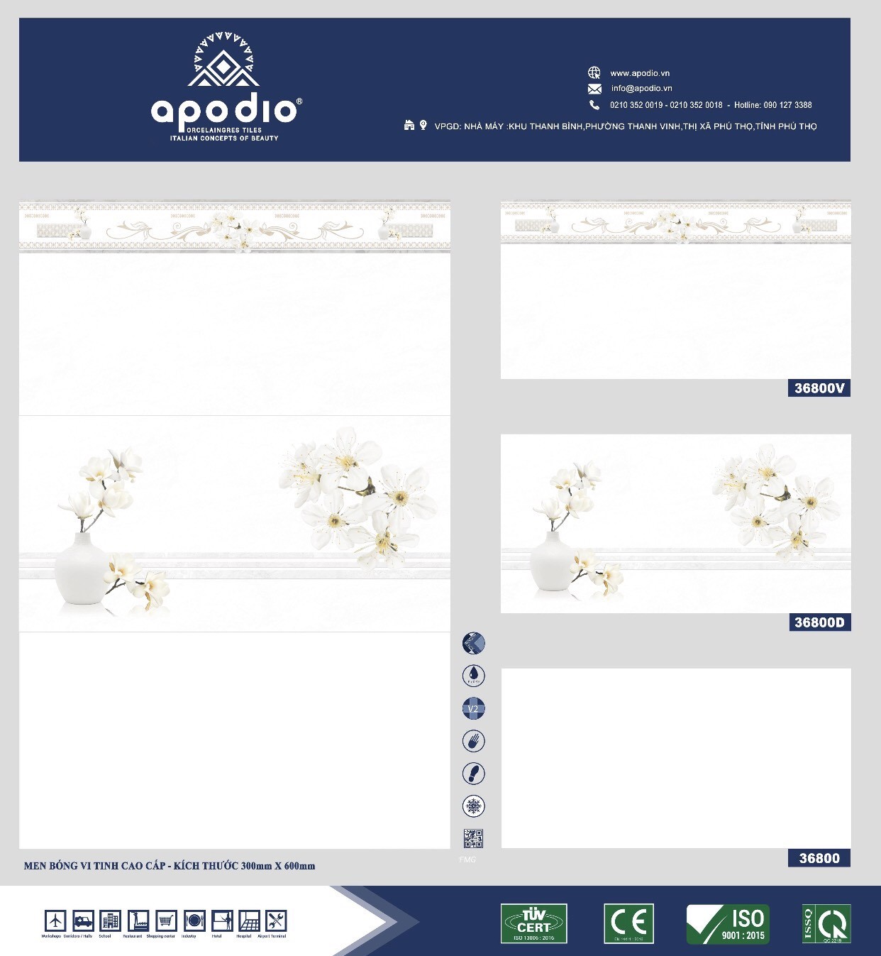 Gạch đá bóng 30x60 UNM 36800-V36800V-Đ36800D