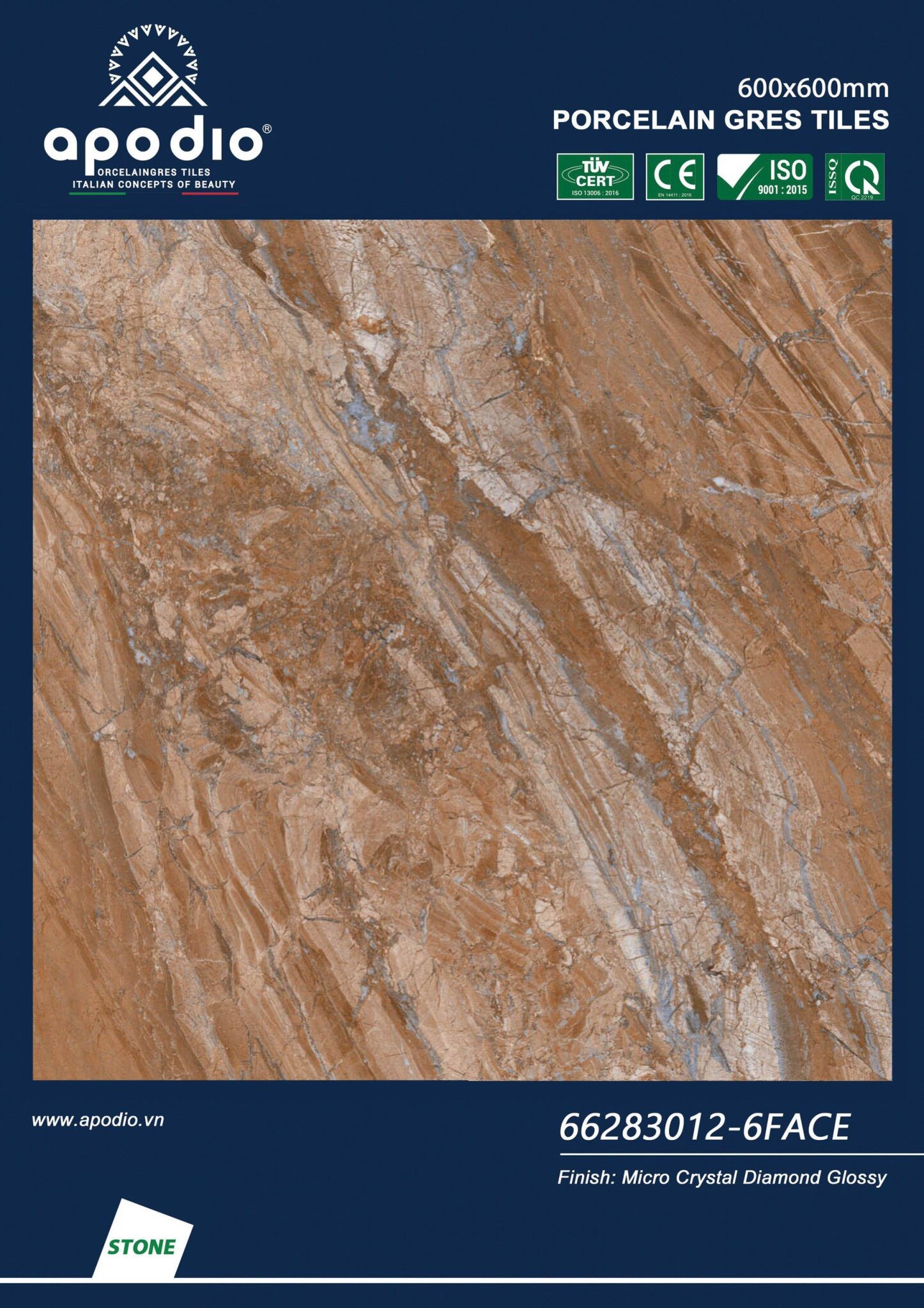 Gạch đá bóng 60x60 UNM 66283012-6FACE