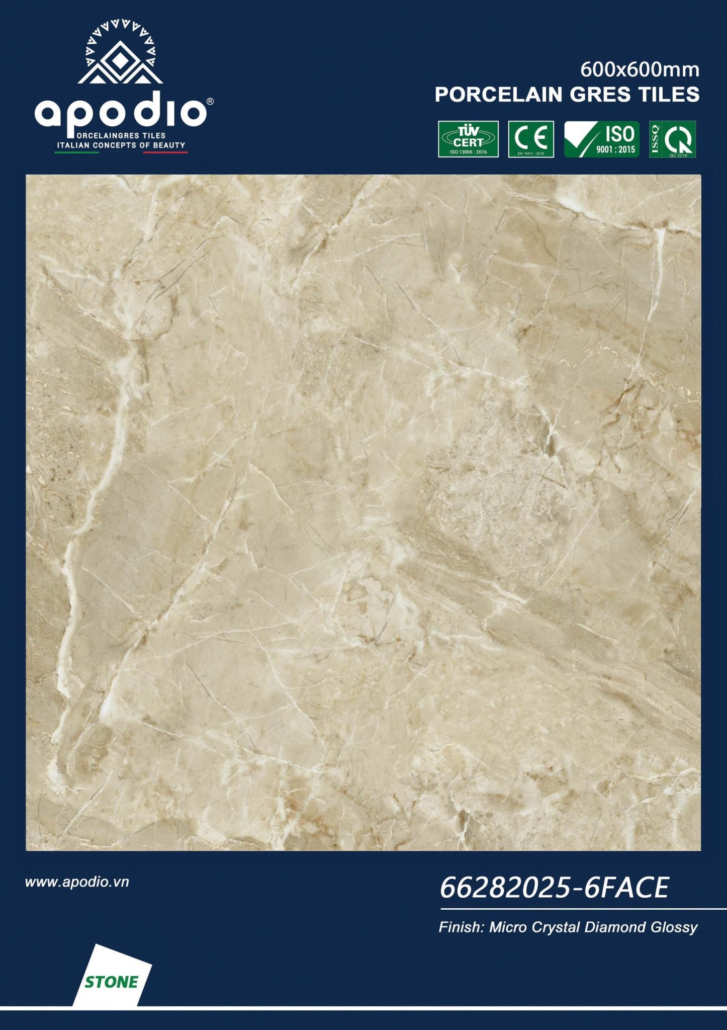 Gạch đá bóng 60x60 UNM 66282025-6FACE